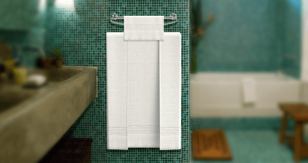 Airfold towel bar supporting both a towel and washcloth